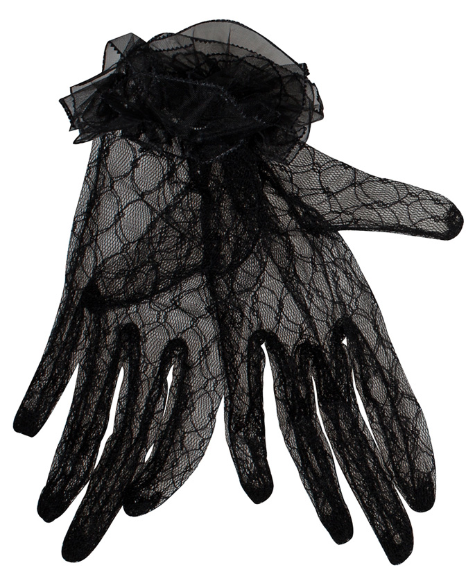 כפפות תחרה קצרות שחורות