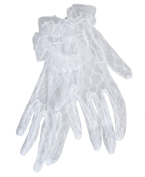 כפפות תחרה קצרות לבנות