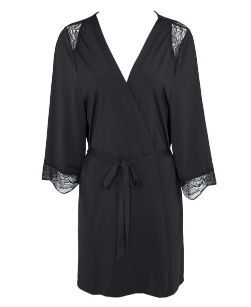 חלוק טול סקסי לנשים בצבע שחור עם עיטור תחרה בשרוולים ובכתפיים