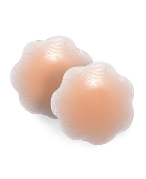 זוג מדבקות סיליקון בצורת פרח בצבע גוף לכיסוי הפטמה