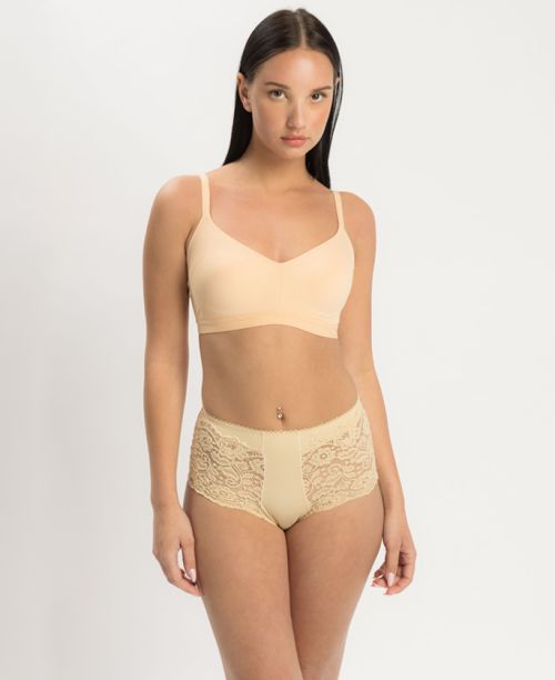 תחתוני מידי עם תחרה קידמית בצבע גוף