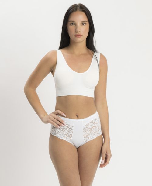 תחתוני מידי בשילוב תחרה קדמית בצבע לבן