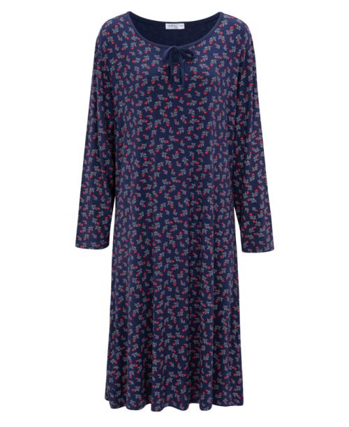 כותונת שינה ופנאי Cherry שרוול ארוך בצבע כחול