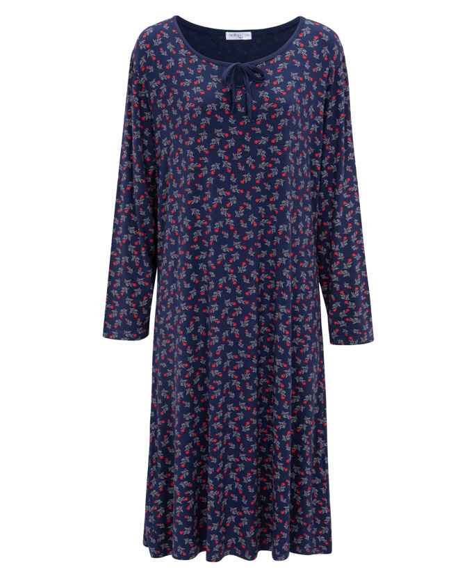 כותונת שינה ופנאי Cherry שרוול ארוך בצבע כחול