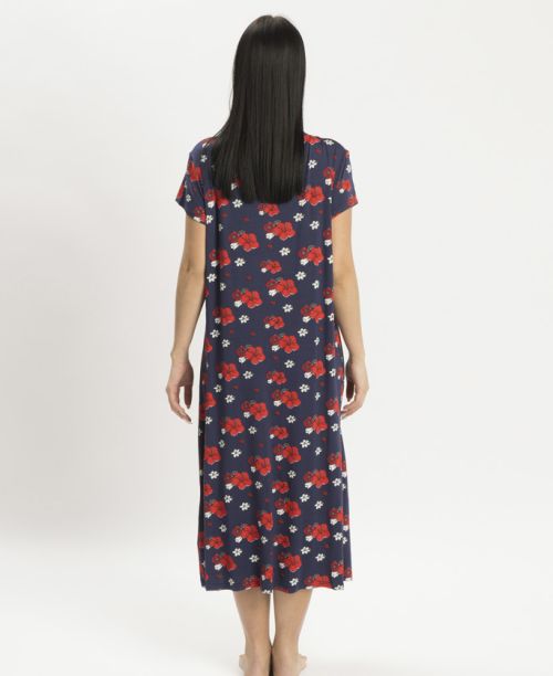 כותונת שינה ופנאי Florence בצבע כחול עם הדפס פרחוני